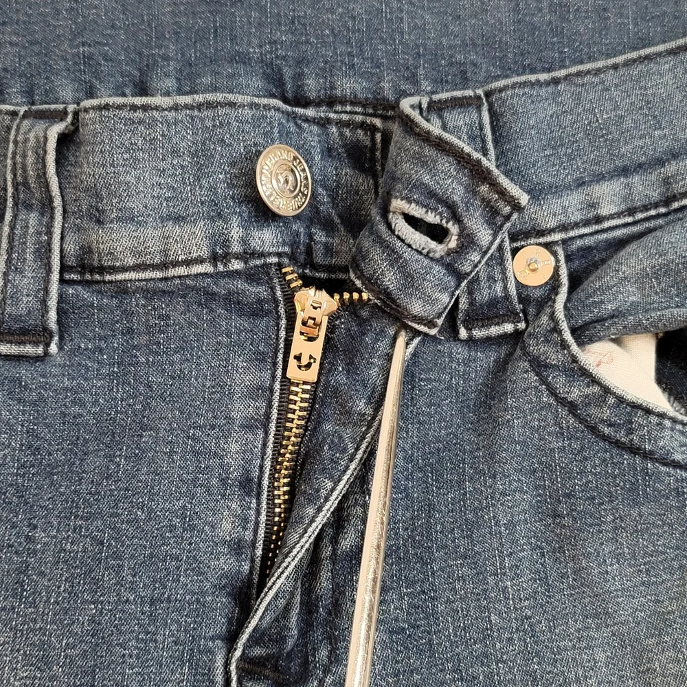 True Religion Mens Ricky Jeans Size 32x29 Blue Denim Relaxed Straight Stretch